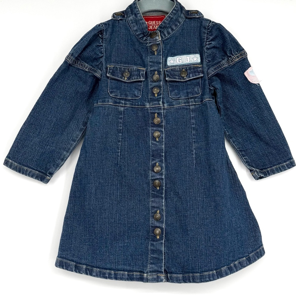 Guess Jeans Baby Girl Denim Snap Button‎ Front Dress 24 Months